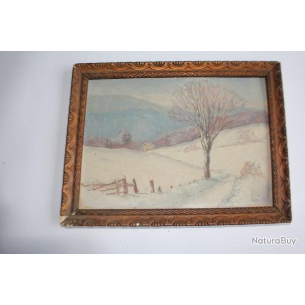 Tableau peinture paysage montagne neige GENS St Cergues 1931