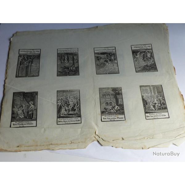 Anciennes gravures allemandes Scnes bibliques XVIIIe sicle religion