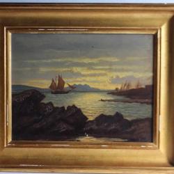 Tableau peinture Bord de mer Bateau Adolphe POTTER XIXe siècle