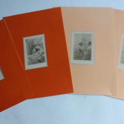 Gravures L'heure du Souper/Théâtre/Bal/Coucher Art Nouveau 1890-1900