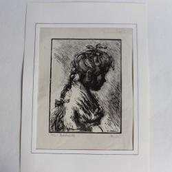 Yvonne HEILBRONNER Gravure sur bois Petite fille