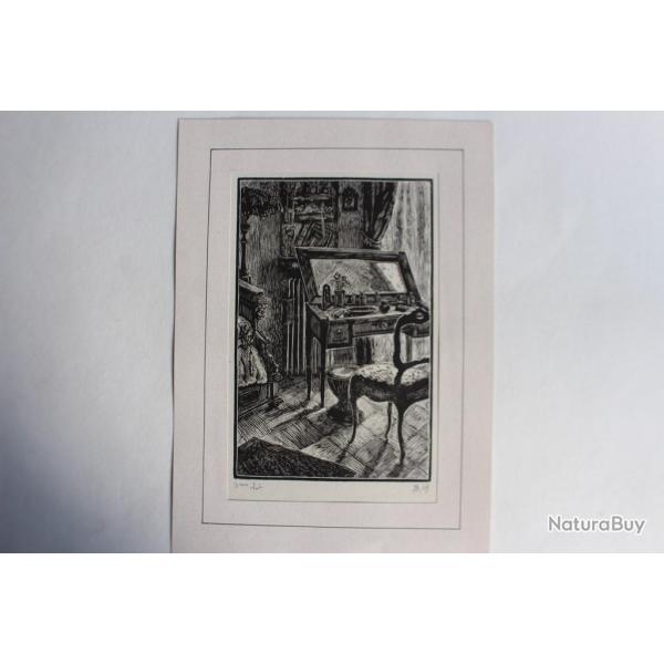 Yvonne HEILBRONNER Gravure sur bois 3me tat 1949