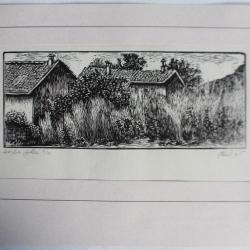 Yvonne HEILBRONNER Gravure sur bois Herbes folles 1965