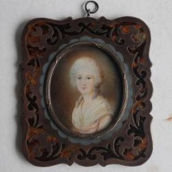 Ancienne miniature cadre marqueterie Boulle Napoléon III