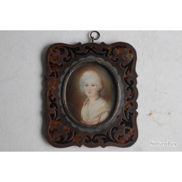 Ancienne miniature cadre marqueterie Boulle Napol�on III