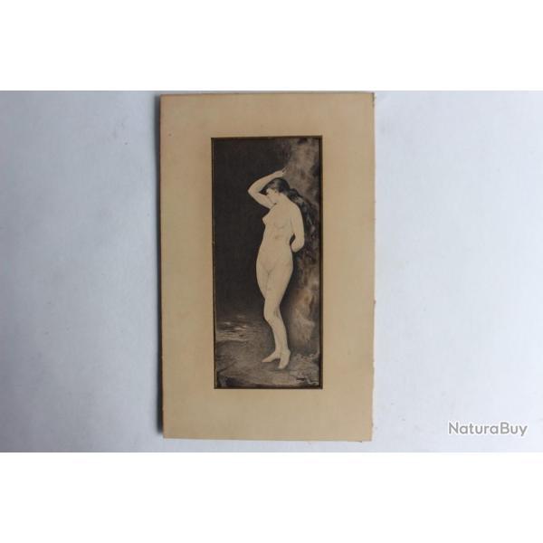 Gravure originale J. Mazet 1891 Femme nue