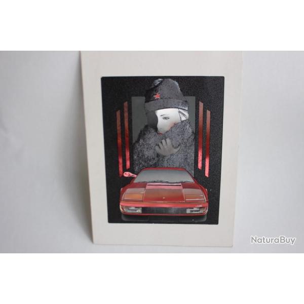FERRARI dessin vintage voiture et femme Russe