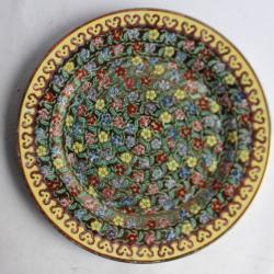 Assiette porcelaine émaillée Fleurs Chine
