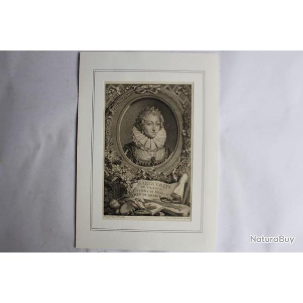 Gravure Marguerite de France XVIIIe sicle Miger Vincent Henri IV