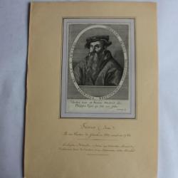 Gravure Jean Frisius philosophe Suisse XVIIIe siècle Tigurine Zürich