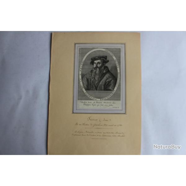 Gravure Jean Frisius philosophe Suisse XVIIIe sicle Tigurine Zrich