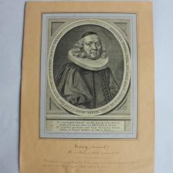 Gravure portrait Konig Emmanuel philosophe Suisse XVIIIe siècle