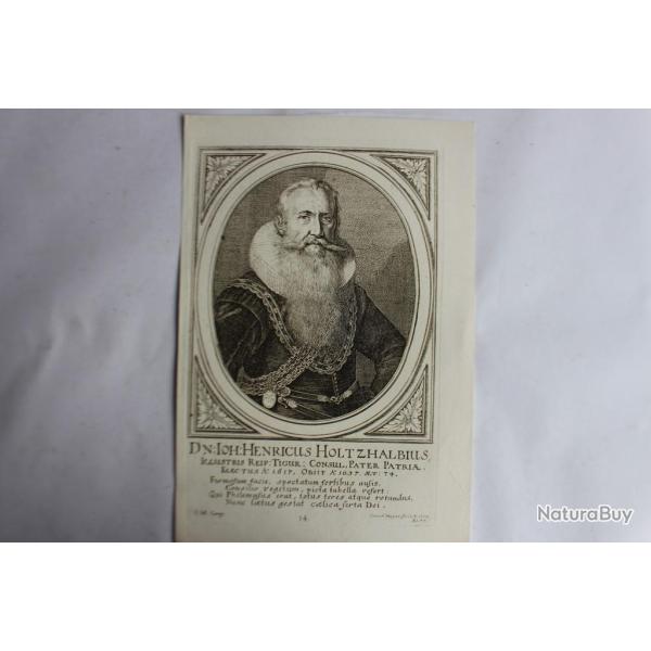 Gravure Henricus Holtzhalbius XVIIe Conrad Meyer Tigurine Zrich