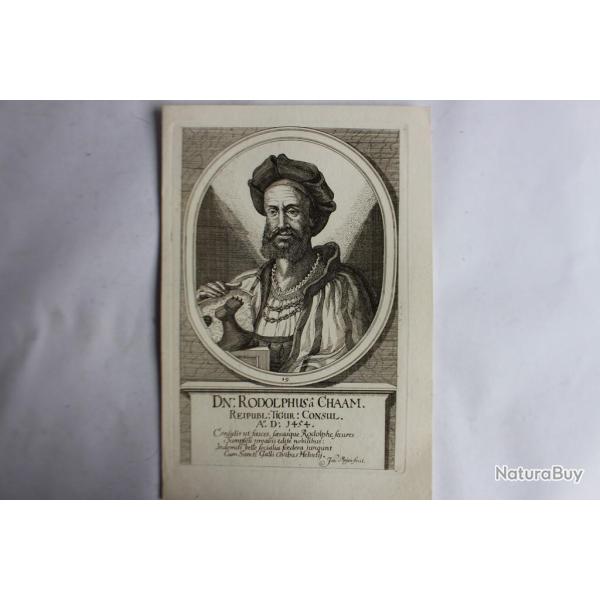 Gravure Rodolphus  Chaam XVIIe sicle Johannes Meyer Tigurine Zrich