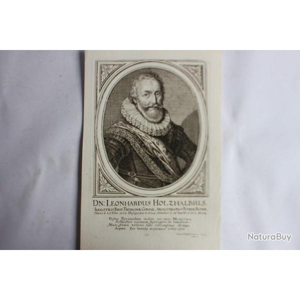 Gravure Leonhardus Holzhalbius XVIIe sicle Conrad Meyer Tigurine Zrich
