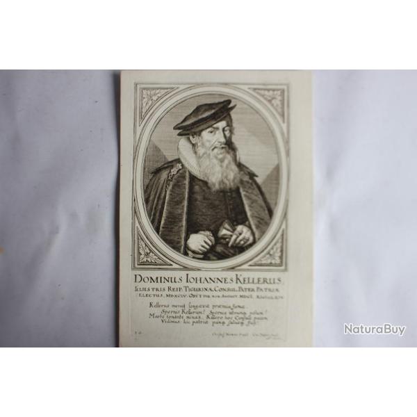Gravure Johannes Kellerus XVIIe sicle Conrad Meyer Tigurine Zrich