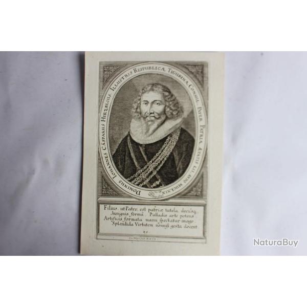 Gravure Johannes Casparus Hirzelius 1669 Conrad Meyer Tigurine Zrich