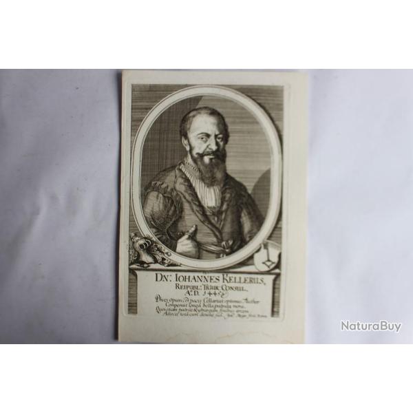 Gravure Johannes Kellerus XVIIe sicle Johannes Meyer Tigurine Zrich