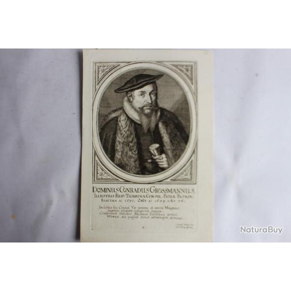 Gravure Dn Conradus Grossmannus Consul suisse XVIIe Meyer Tigurine