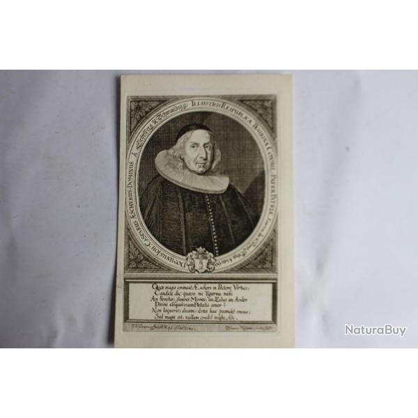 Gravure Dn Casparius Aescherus XVIIe Johannes Meyer Tigurine Zrich
