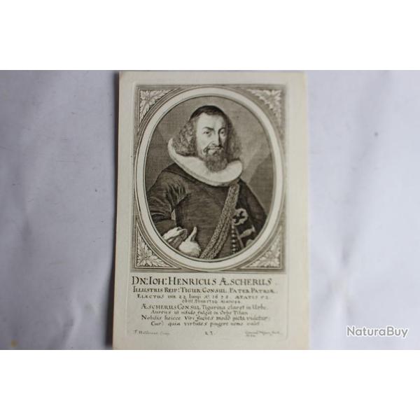 Gravure Henricus Aescherus XVIIe sicle Conrad Meyer Tigurine Zrich