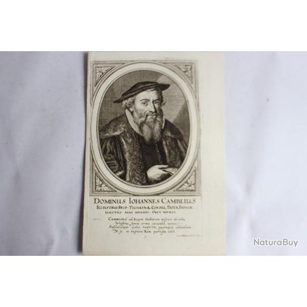 Gravure Dominus Salomon Hirzelius XVIIe Conrad Meyer Tigurine Zrich