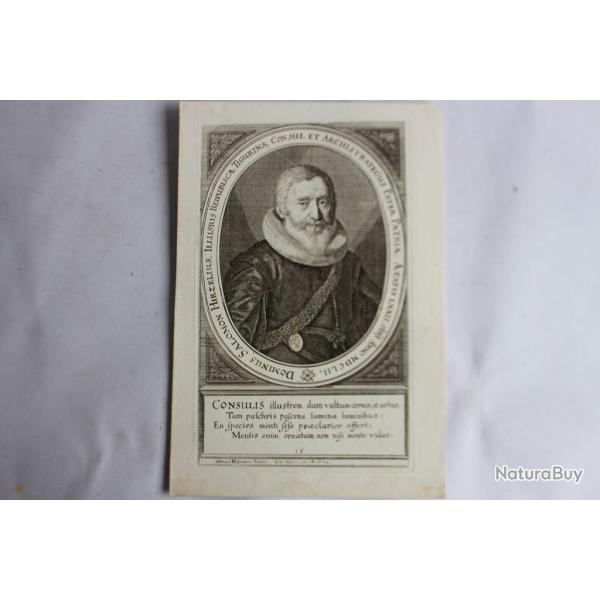 Gravure Dominus Salomon Hirzelius XVIIe Conrad Meyer Tigurine Zrich