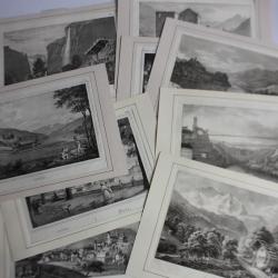 Anciennes gravures Suisse Grandson Vevey Lauterbrunnen XVIIIe siècle