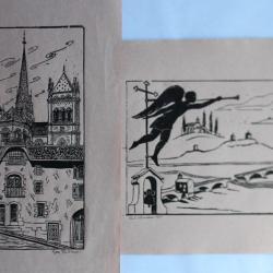 Deux gravures Paul Lancoux 1971