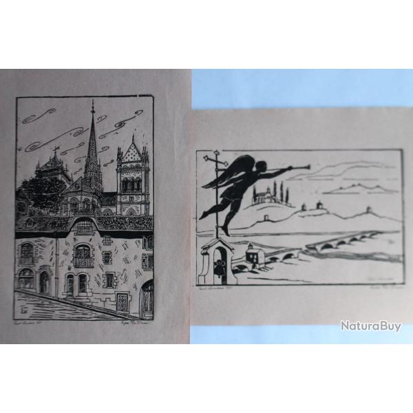 Deux gravures Paul Lancoux 1971