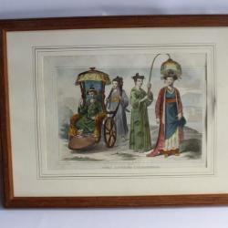 Gravure Dames japonaises à la promenade 1859 Danois Demoraine