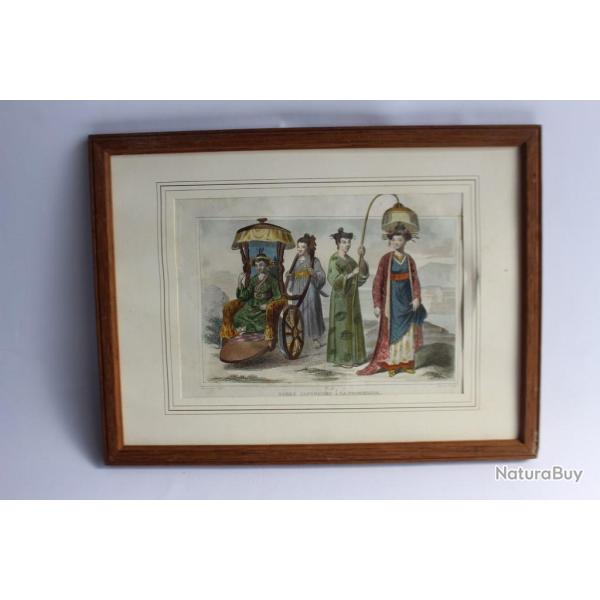 Gravure Dames japonaises  la promenade 1859 Danois Demoraine