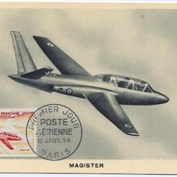 Carte-maximum France PA n°32 Avion Fouga Magister