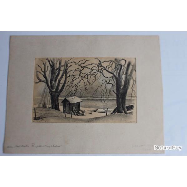 Gravure Ernst Emil SCHLATTER 1931 Lac de Constance Suisse