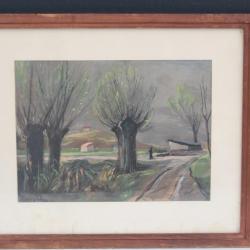 Peinture gouache sur papier G. E. HABERJAHN (1890-1956)