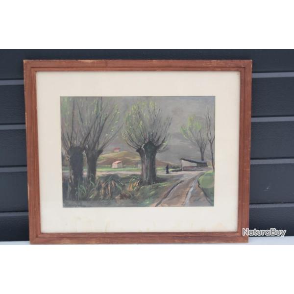 Peinture gouache sur papier G. E. HABERJAHN (1890-1956)