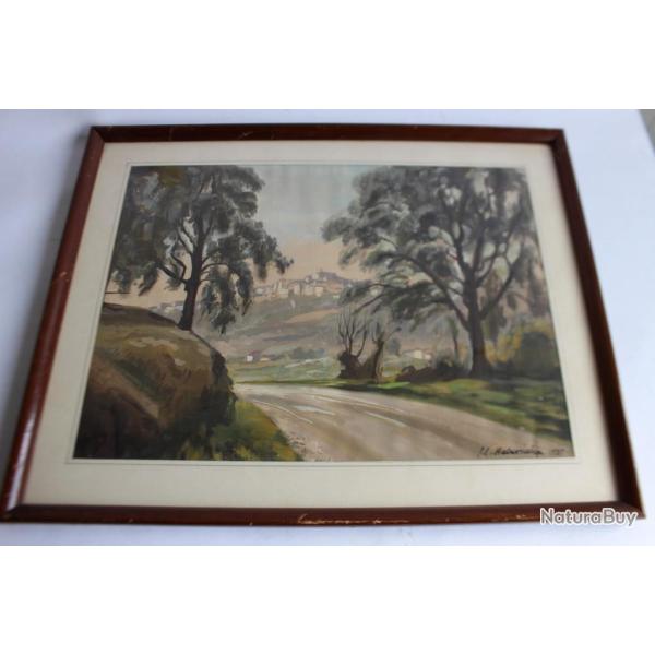 Peinture gouache sur papier G. E. HABERJAHN 1931