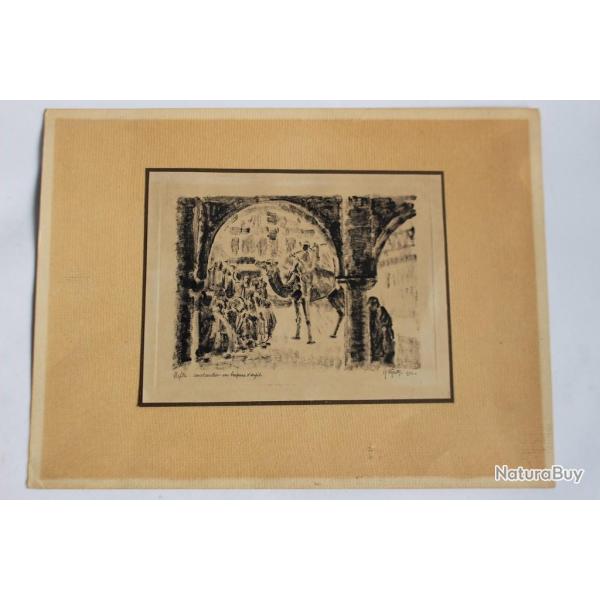 Gravure orientaliste Nefta Tunisie G. Wyatt 1932