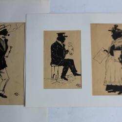 Anciens dessins à l'encre personnages