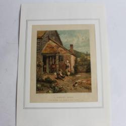 Gravure ferme agricole A Morning Gossip FOSTER London