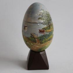 OEuf peint Le lac peinture à l'huile RAPP 1988