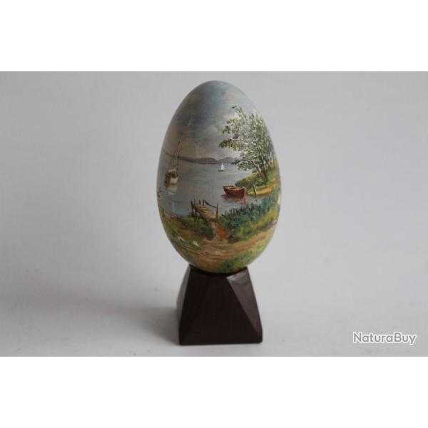 OEuf peint Le lac peinture  l'huile RAPP 1988