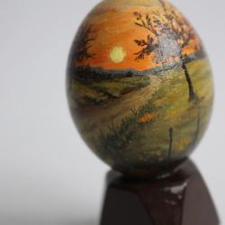 OEuf peint Soir d'automne peinture à l'huile RAPP 1986
