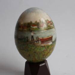 OEuf peint Les saules peinture à l'huile RAPP 1988