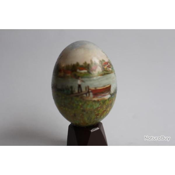 OEuf peint Les saules peinture � l'huile RAPP 1988