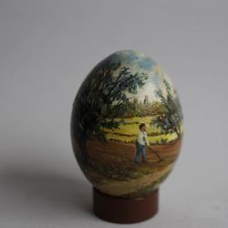 OEuf peint peinture à l'huile RAPP 1987