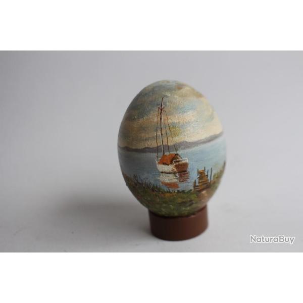 OEuf peint peinture � l'huile Bateaux RAPP 1987