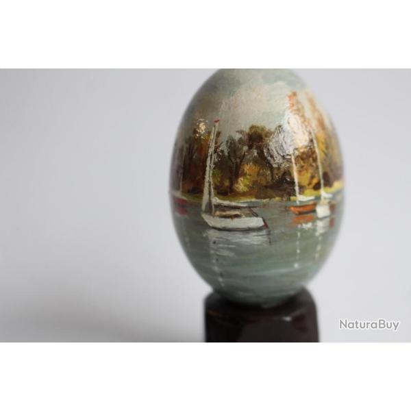 OEuf peint Le port peinture � l'huile RAPP 1987 bateaux