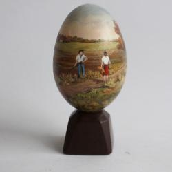 OEuf peint Automne peinture à l'huile de RAPP 1988