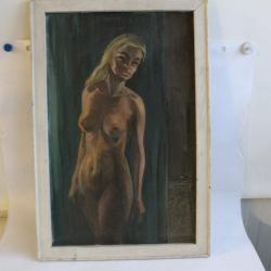 Ancienne peinture à l'huile Femme nue